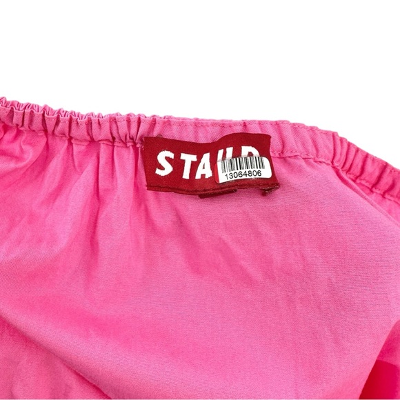 STAUD Apfel Maxi Pink Halter Open Back Lightweight Cotton Maxi Dress w/ Pockets - Picture 10 of 13